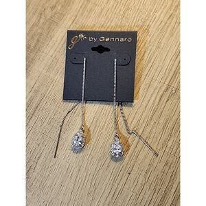 G by Gennaro Chain Dangling Teardrop Crystal Earrings 5" Silver